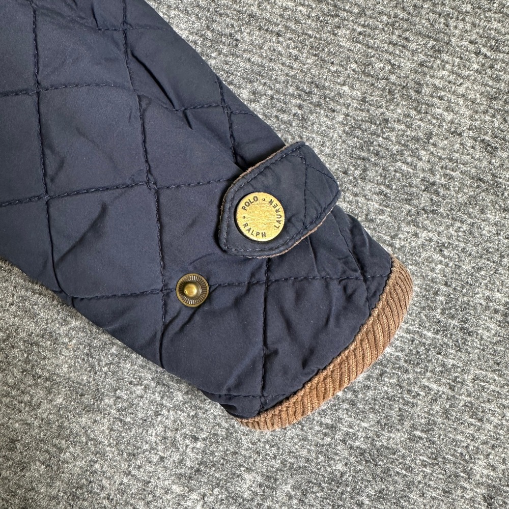 Polo Ralph Lauren Navy Blue Quilted Jacket Corduroy Trim 24M Baby Boy - Picture 10 of 16